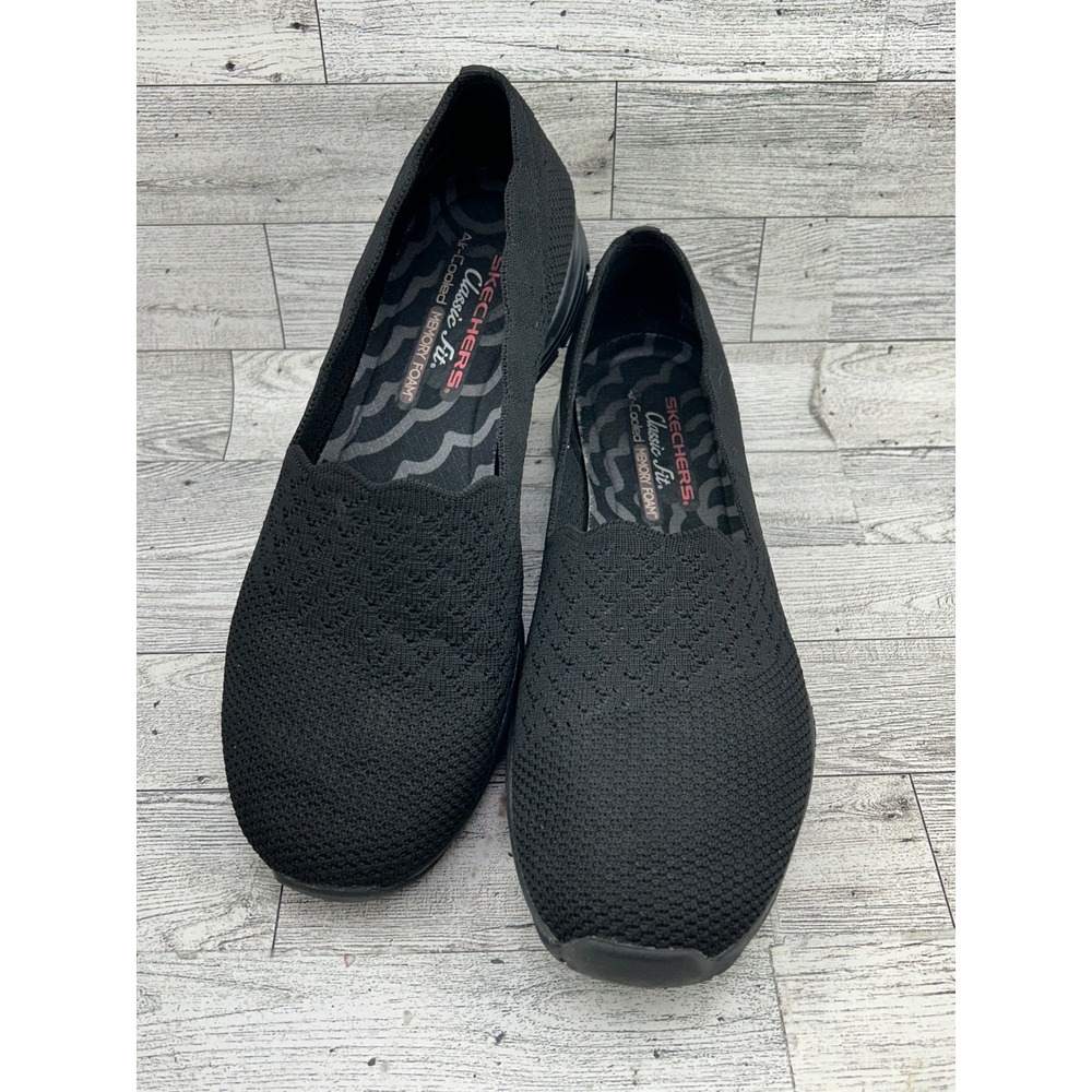 Skechers Classic Fit Black Slip On Memory Foam Shoes 49481 Women Size 9.5